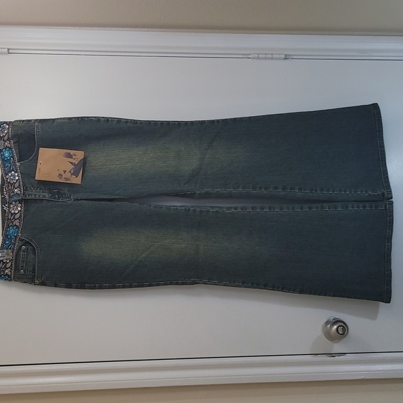 Dfx Jeans  Junior Size 11 Boho Hippie Flare Leg Jeans - Picture 1 of 11